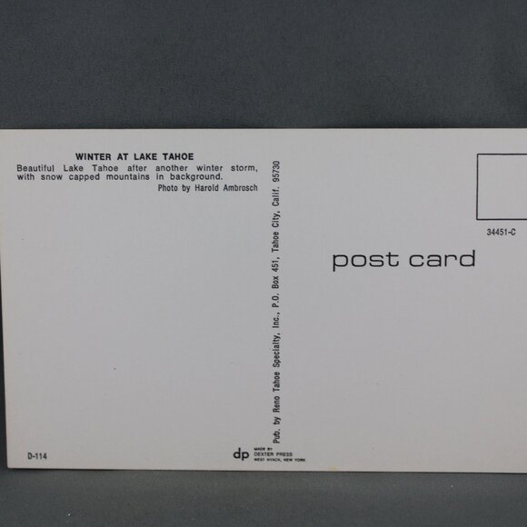 Vintage Postcard - Lake Tahoe in the Winter- Dexter Press - Picture 2 of 3